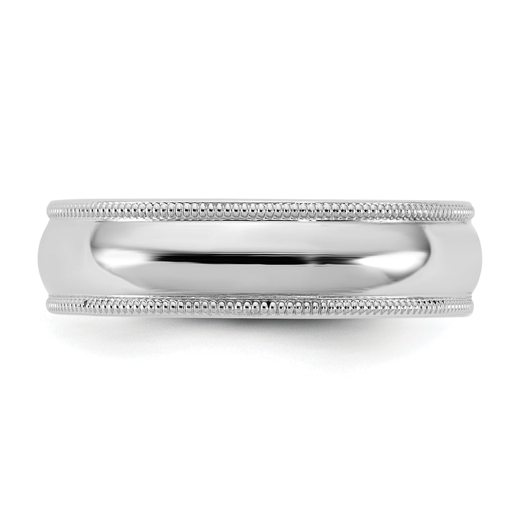 5.5mm 10K White Gold Milgrain Comfort Fit Wedding Band - Sophia Jewelers