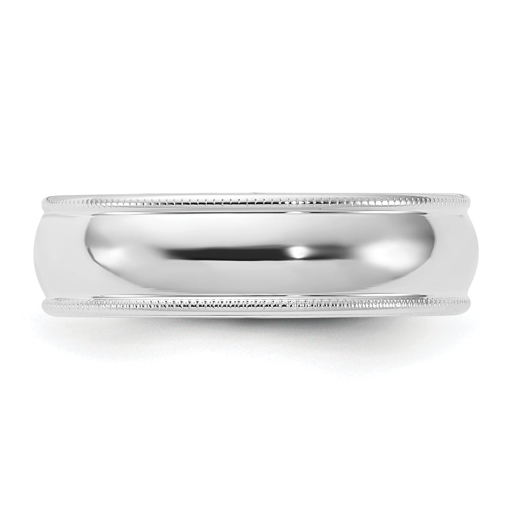 6.0mm 10K White Gold Milgrain Comfort Fit Wedding Band - Sophia Jewelers