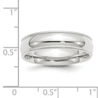 14k White Gold 6mm Milgrain Half Round Comfort Fit Wedding Band