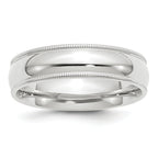 6.0mm 10K White Gold Milgrain Comfort Fit Wedding Band - Sophia Jewelers