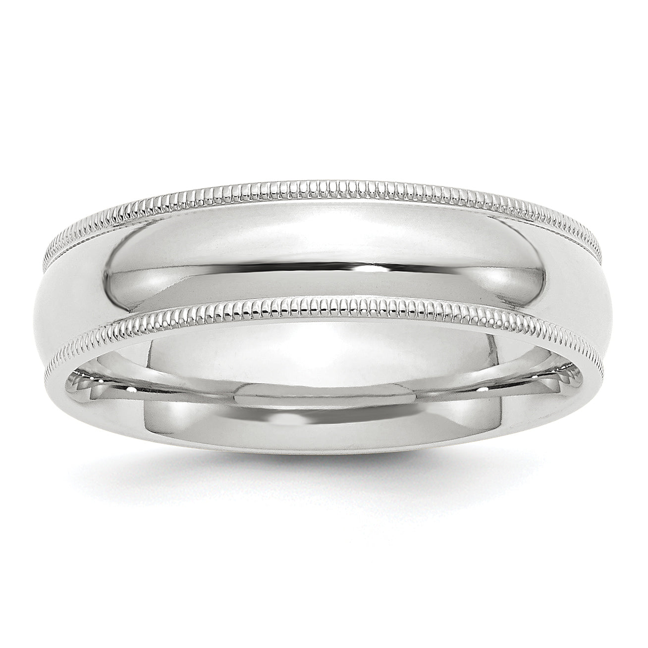 6.0mm 10K White Gold Milgrain Comfort Fit Wedding Band - Sophia Jewelers