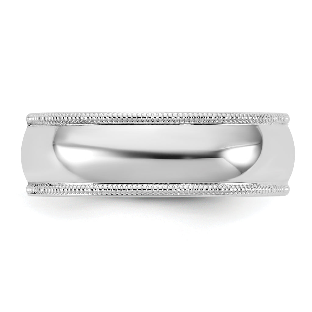 6.5mm 10K White Gold Milgrain Comfort Fit Wedding Band - Sophia Jewelers