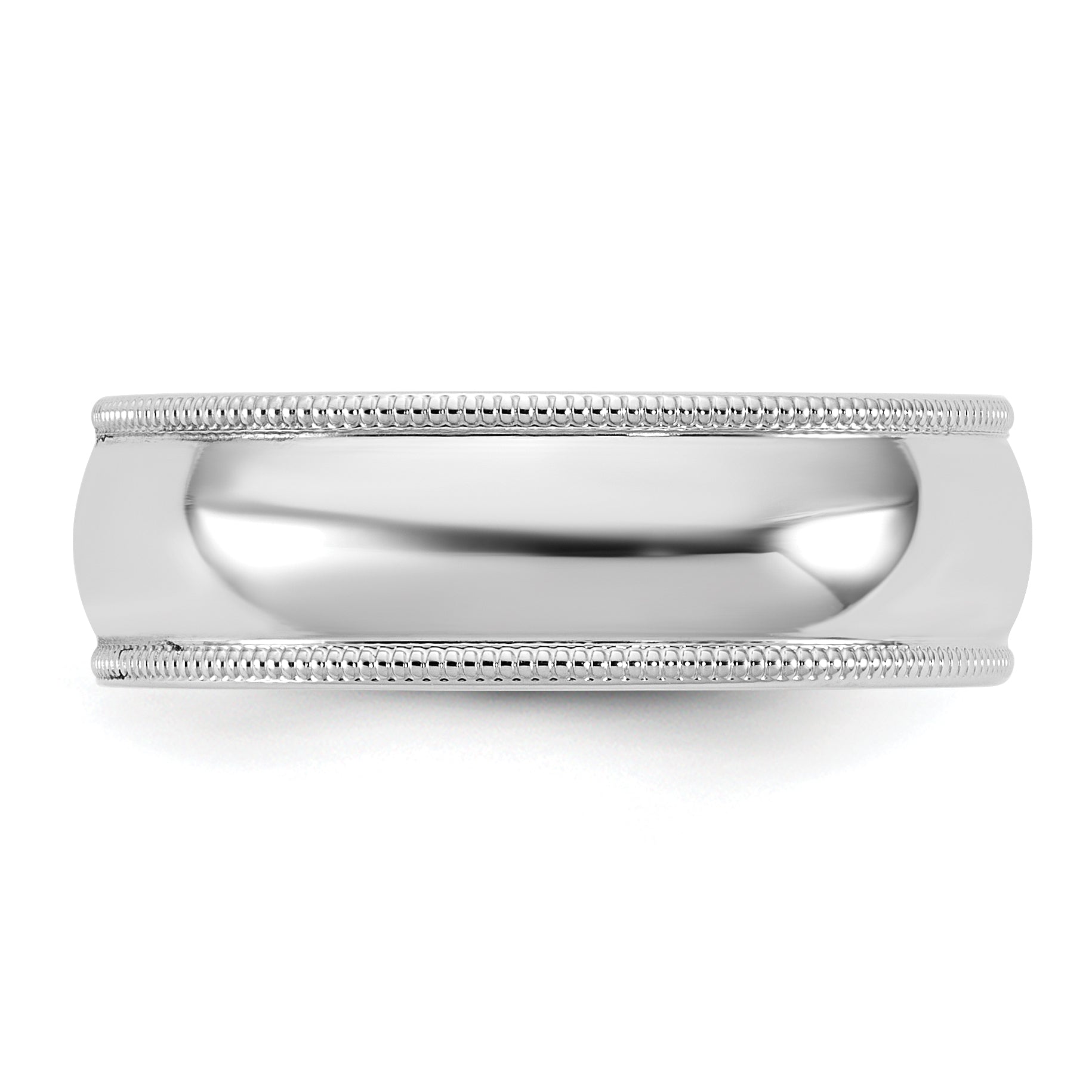 6.5mm 10K White Gold Milgrain Comfort Fit Wedding Band - Sophia Jewelers