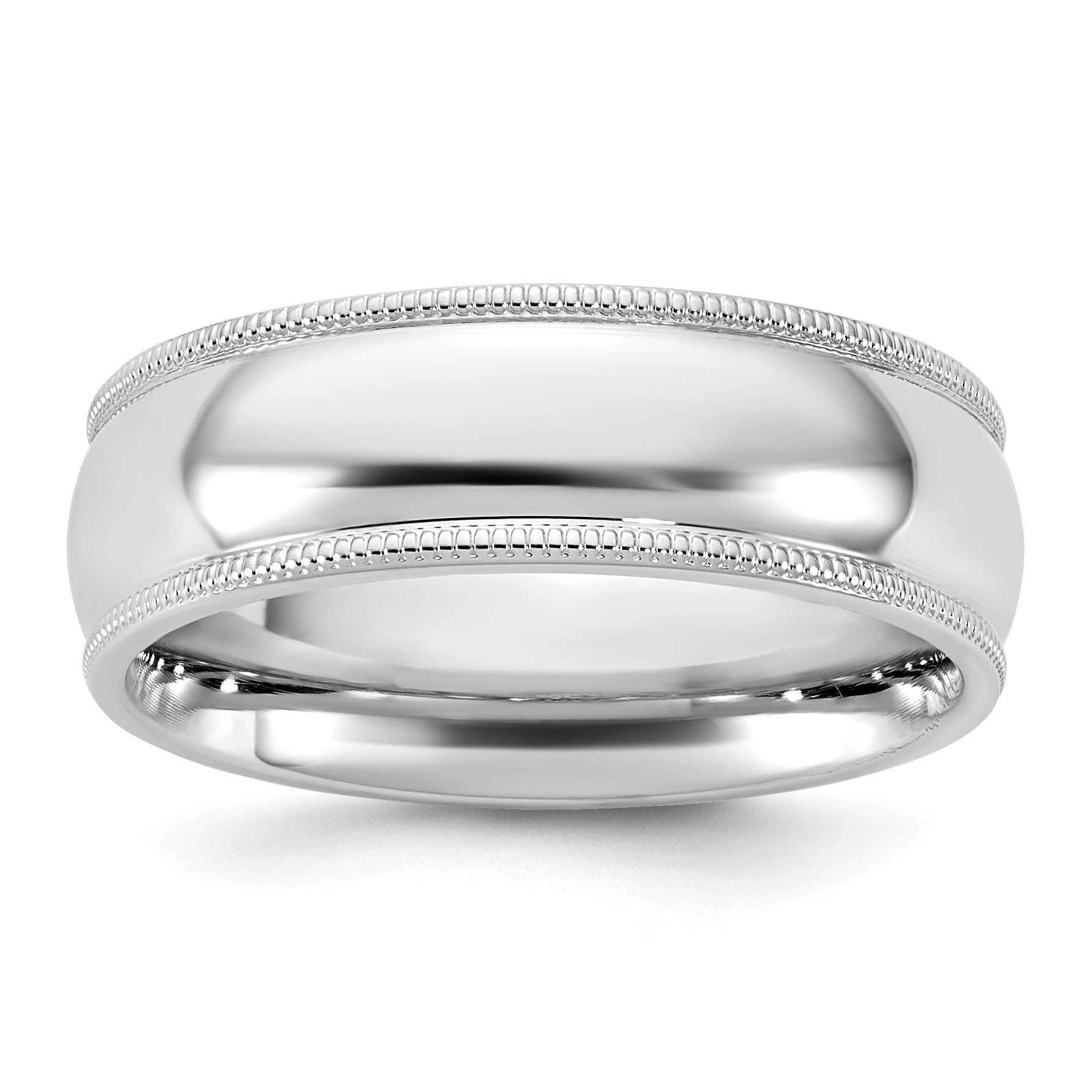 6.5mm 10K White Gold Milgrain Comfort Fit Wedding Band - Sophia Jewelers Main image