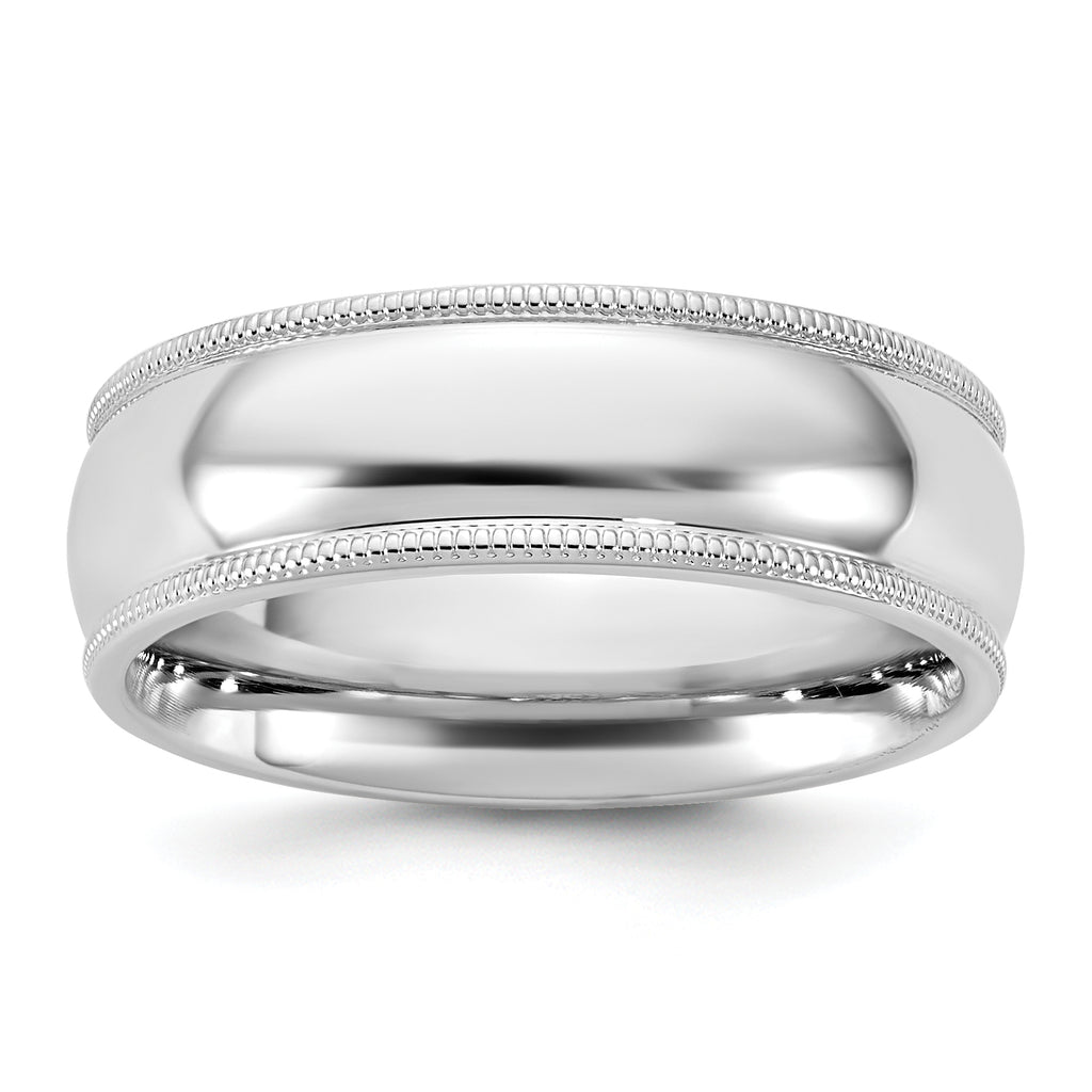 6.5mm 10K White Gold Milgrain Comfort Fit Wedding Band - Sophia Jewelers
