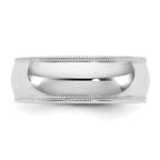 7.0mm 10K White Gold Milgrain Comfort Fit Wedding Band - Sophia Jewelers