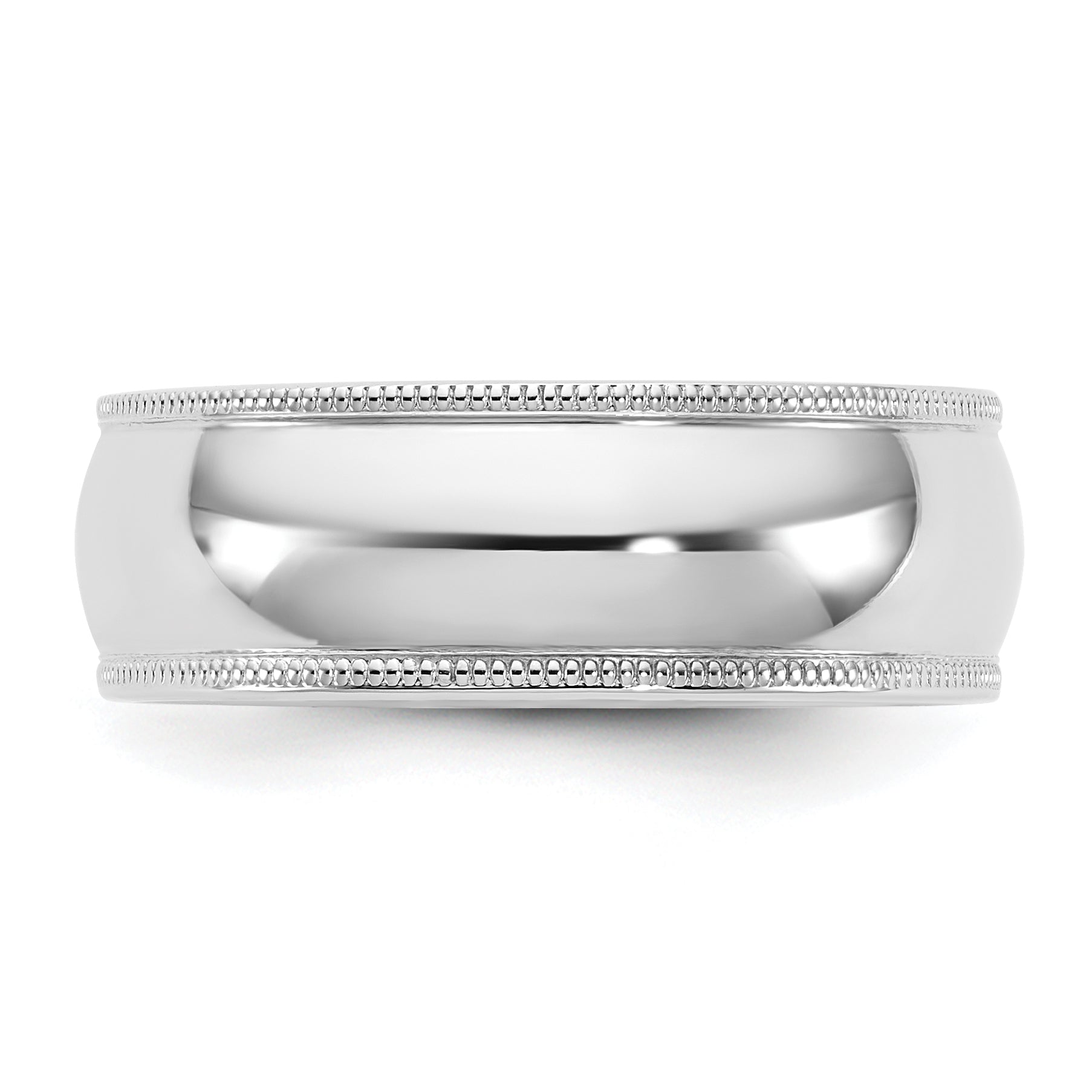 7.0mm 10K White Gold Milgrain Comfort Fit Wedding Band - Sophia Jewelers