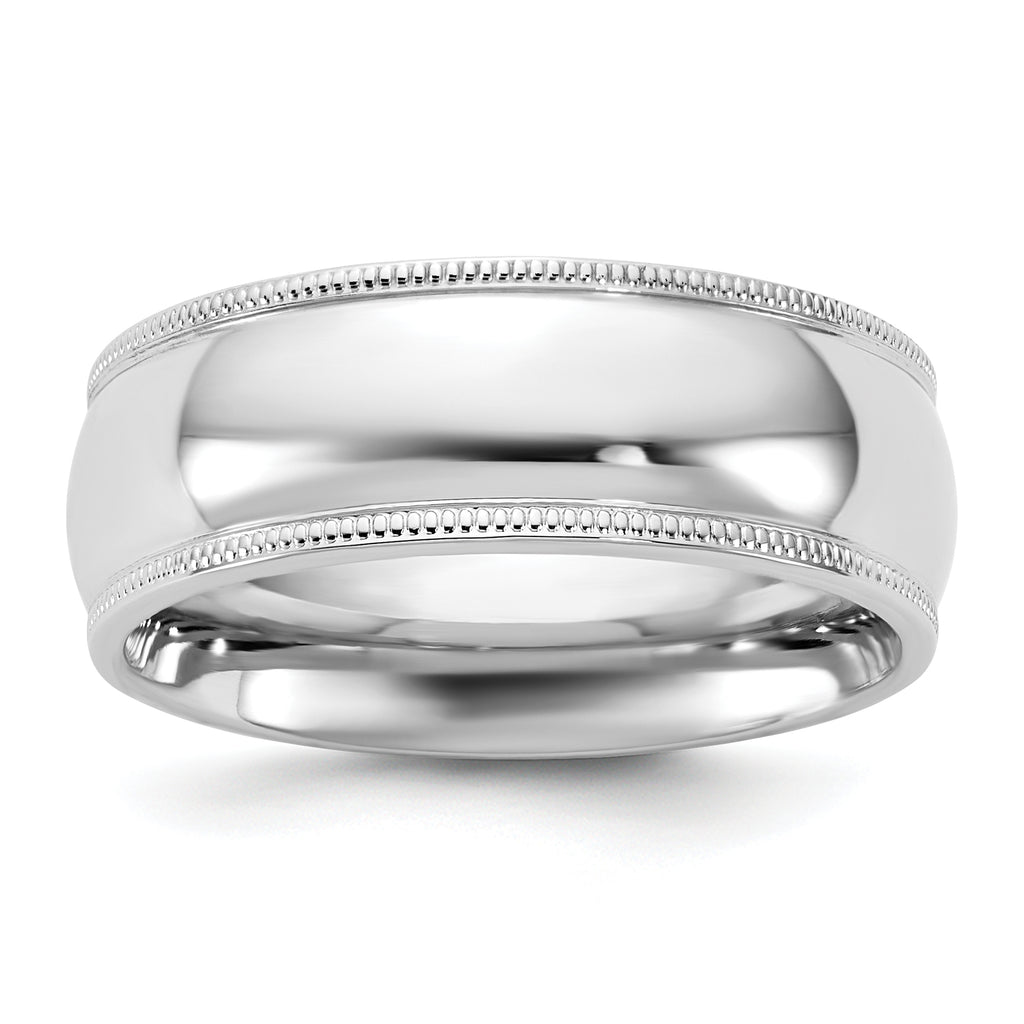 7.0mm 10K White Gold Milgrain Comfort Fit Wedding Band - Sophia Jewelers
