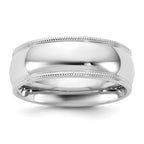 7.0mm 10K White Gold Milgrain Comfort Fit Wedding Band - Sophia Jewelers