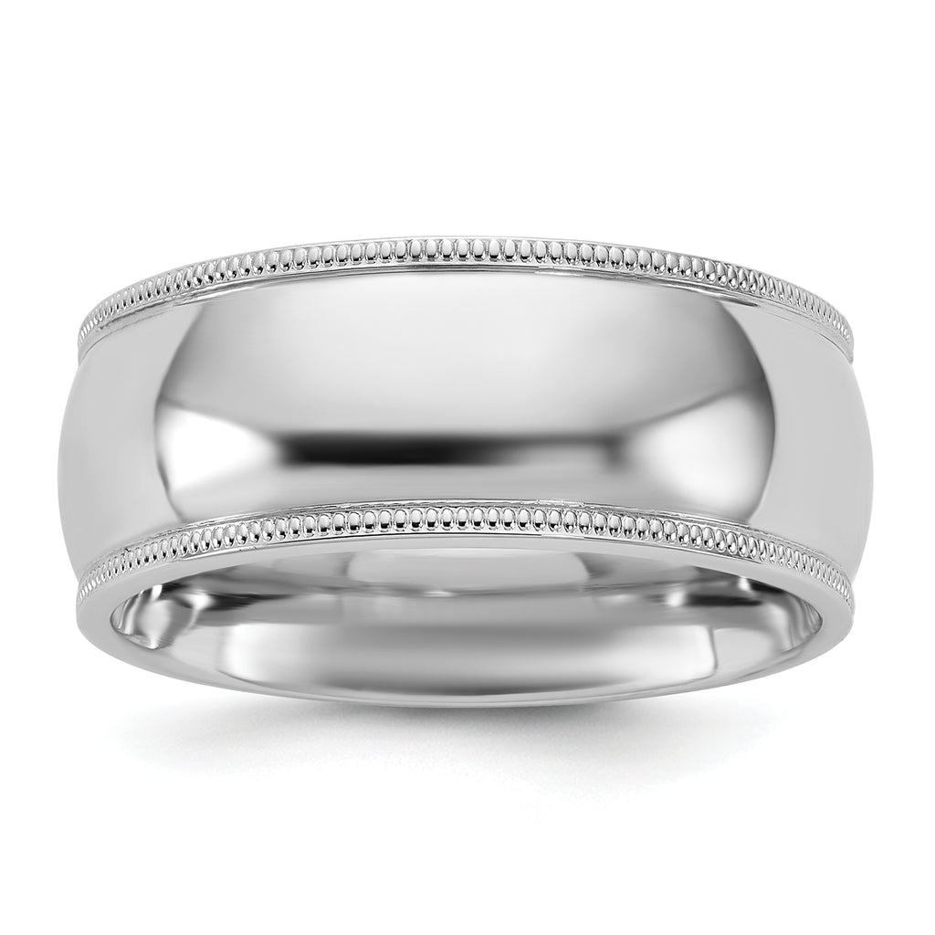 8.0mm 10K White Gold Milgrain Comfort Fit Wedding Band - Sophia Jewelers