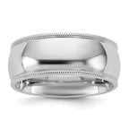 8.0mm 10K White Gold Milgrain Comfort Fit Wedding Band - Sophia Jewelers