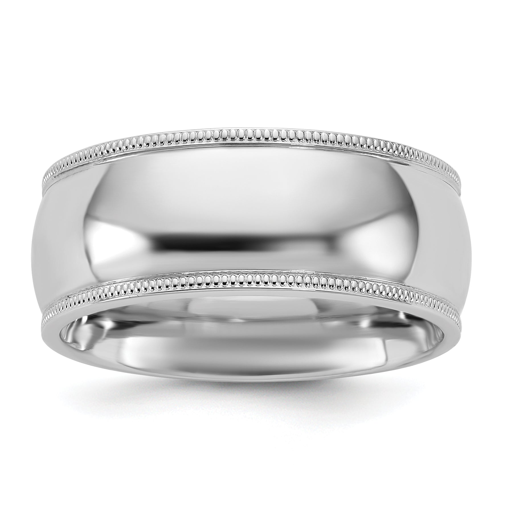 8.0mm 10K White Gold Milgrain Comfort Fit Wedding Band - Sophia Jewelers