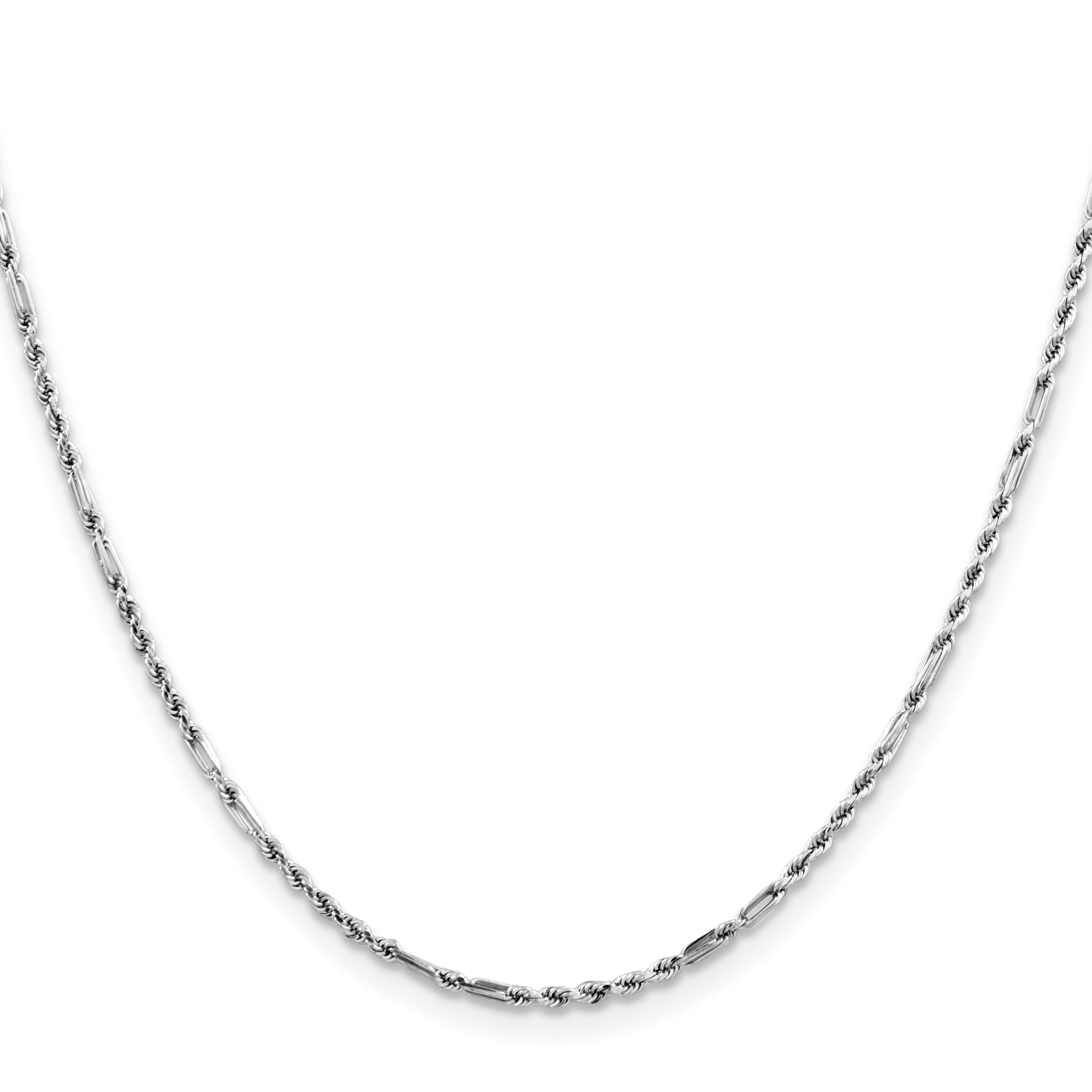 14K White Gold 24 inch  1.8mm Diamond-cut Milano Rope with Lobster Clasp Chain