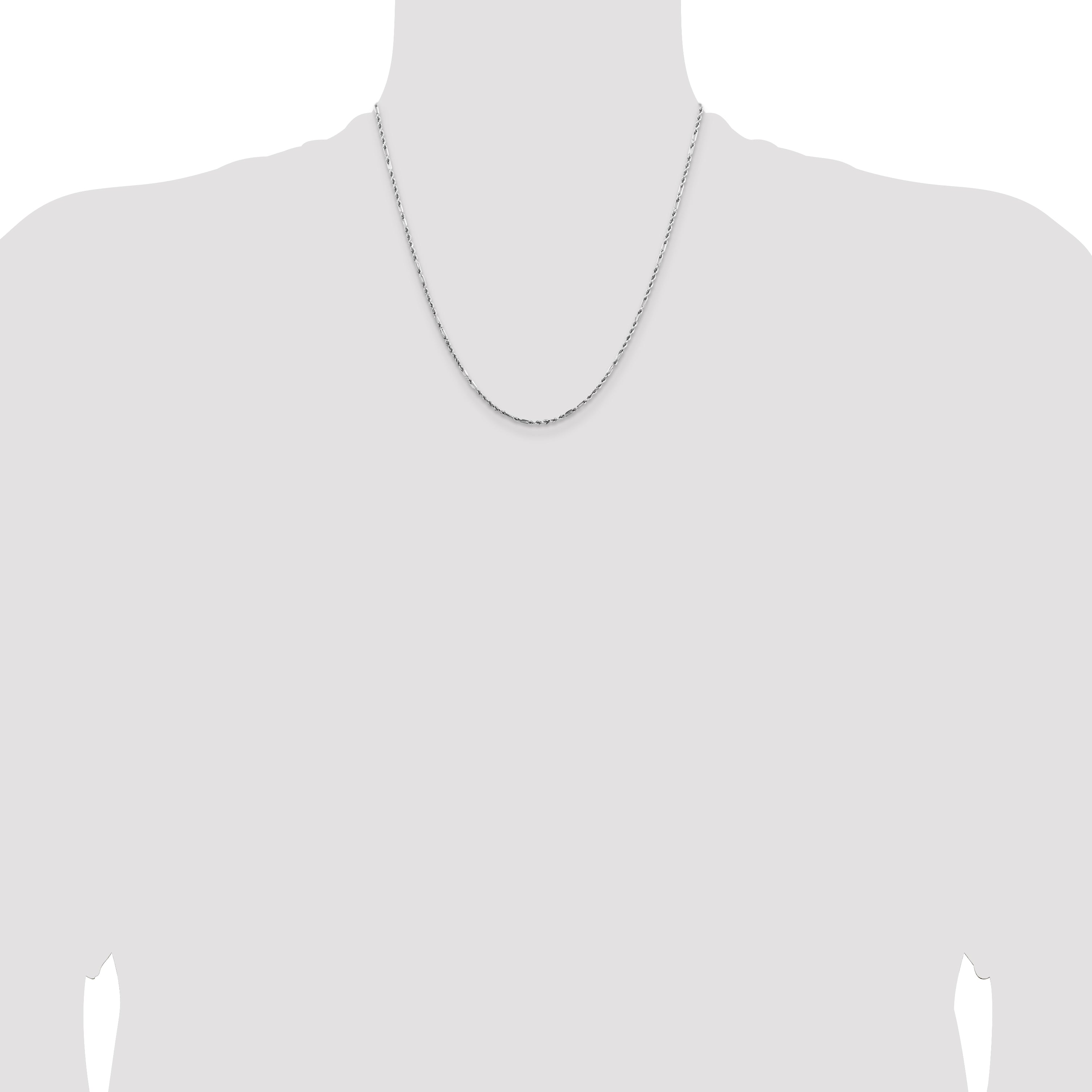 14K White Gold 20 inch  1.8mm Diamond-cut Milano Rope with Lobster Clasp Chain
