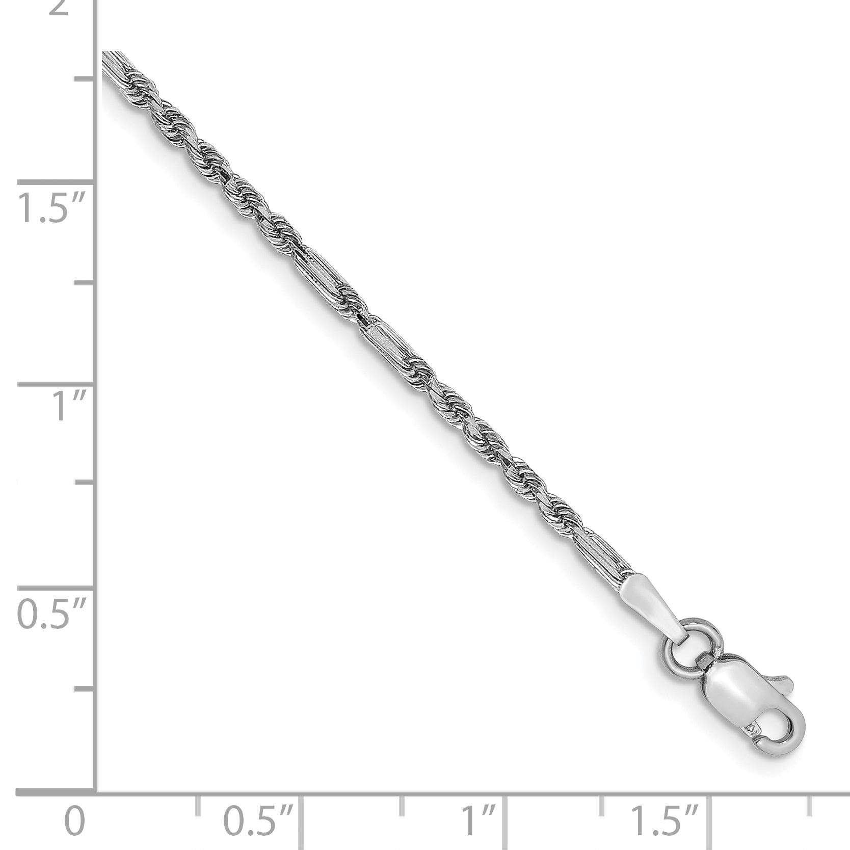 14k White Gold 1.8mm D/C Milano Rope Chain Secondary image