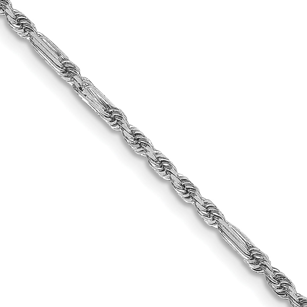 14K White Gold 24 inch  1.8mm Diamond-cut Milano Rope with Lobster Clasp Chain