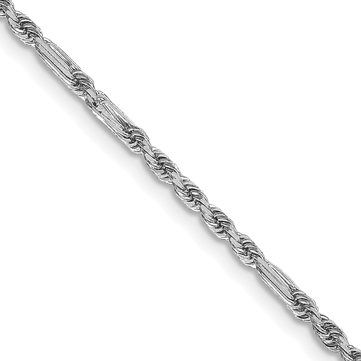 14K White Gold 24 inch  1.8mm Diamond-cut Milano Rope with Lobster Clasp Chain