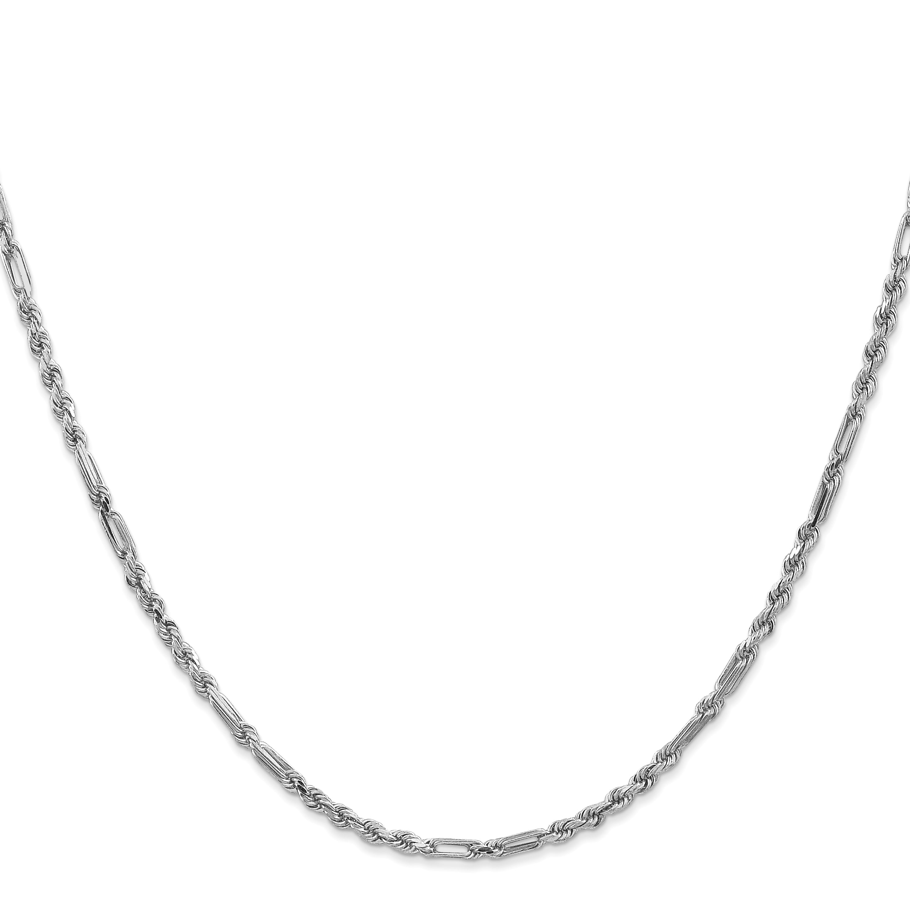 14k White Gold 2.5mm D/C Milano Rope Chain Secondary image