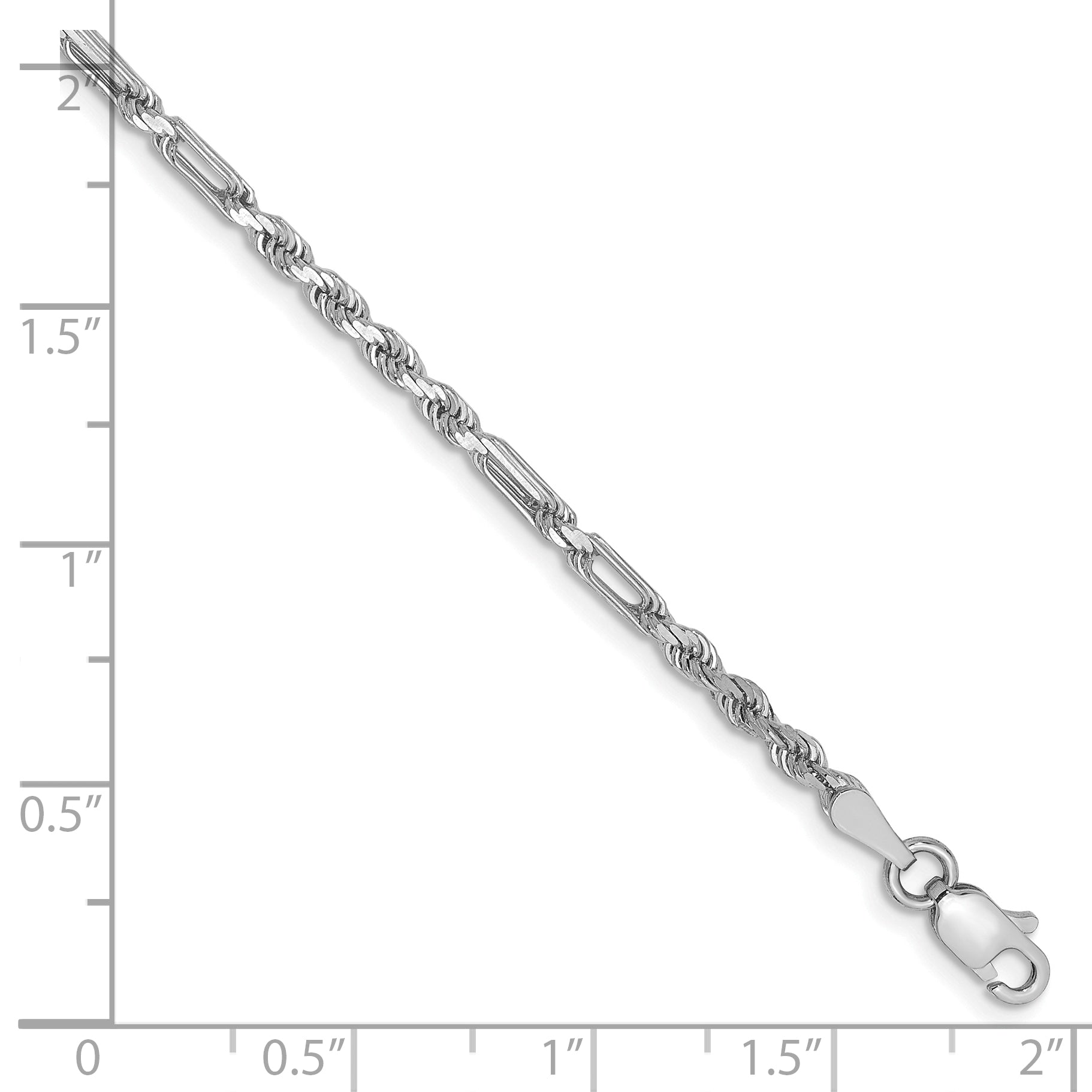 14k White Gold 2.5mm D/C Milano Rope Chain Secondary image