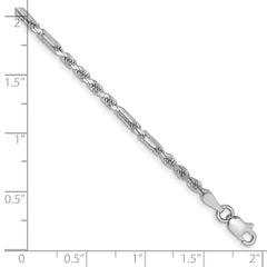 14k White Gold 2.5mm D/C Milano Rope Chain
