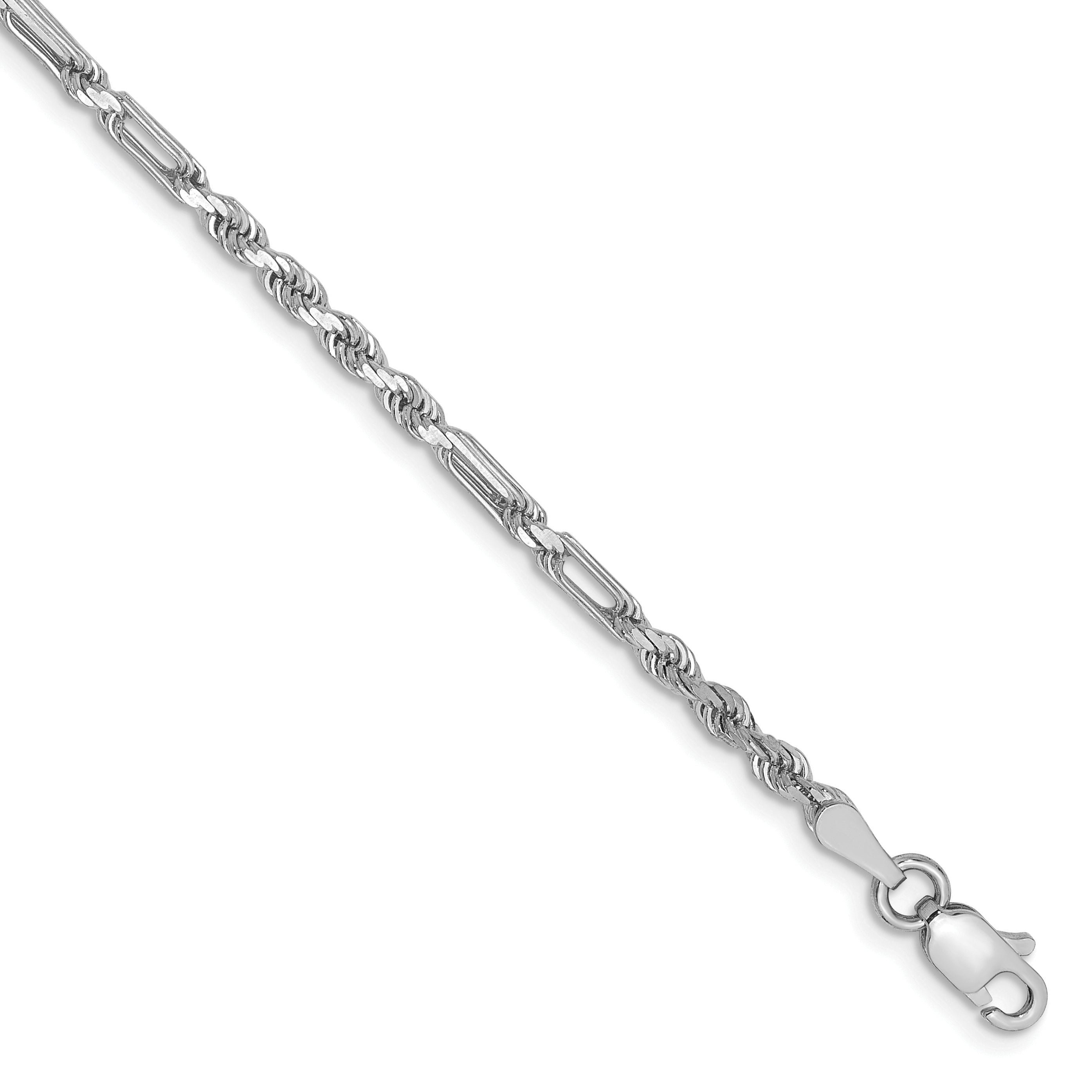 14k White Gold 2.5mm D/C Milano Rope Chain Main image