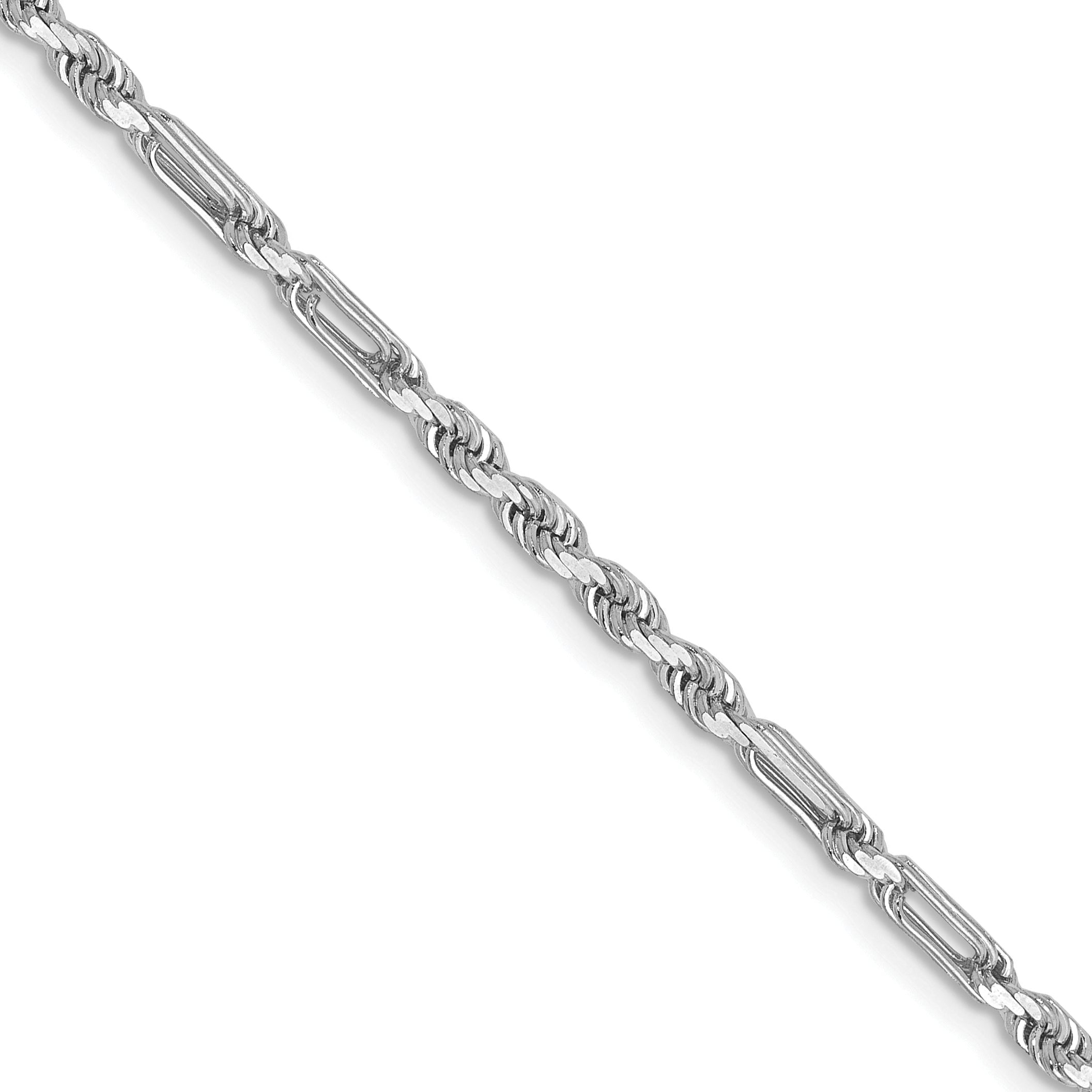 14k White Gold 2.5mm D/C Milano Rope Chain