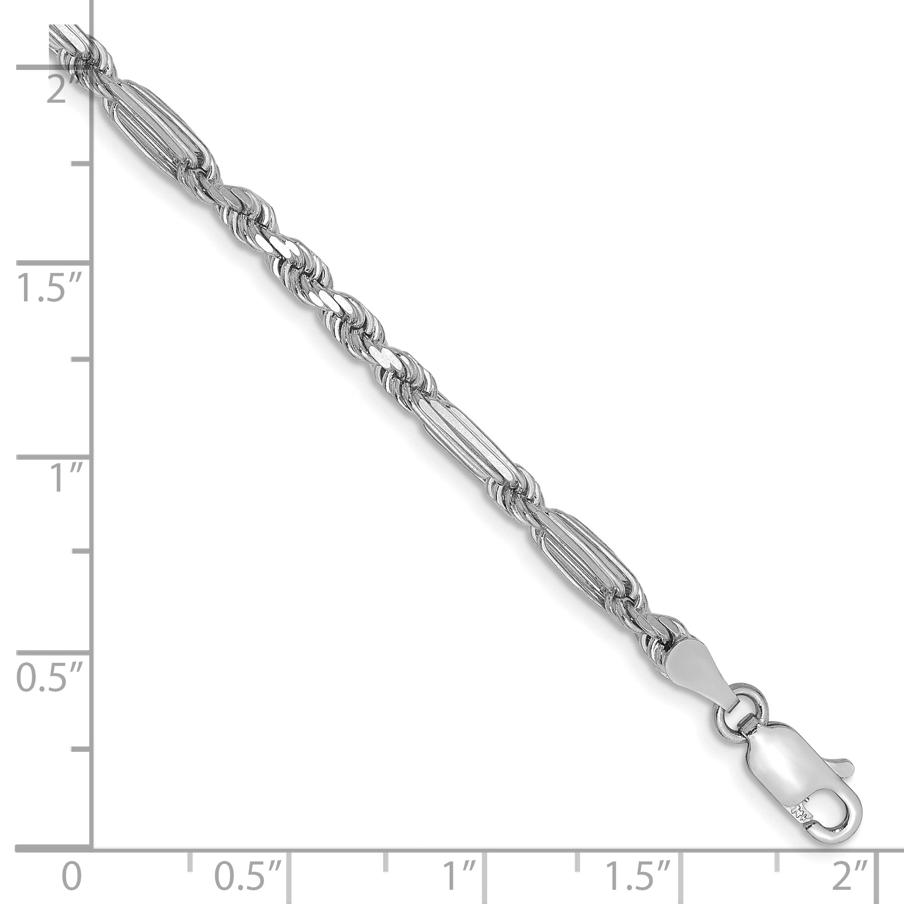 14k White Gold 3.0mm D/C Milano Rope Chain Secondary image