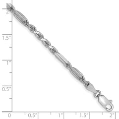14k White Gold 3.0mm D/C Milano Rope Chain