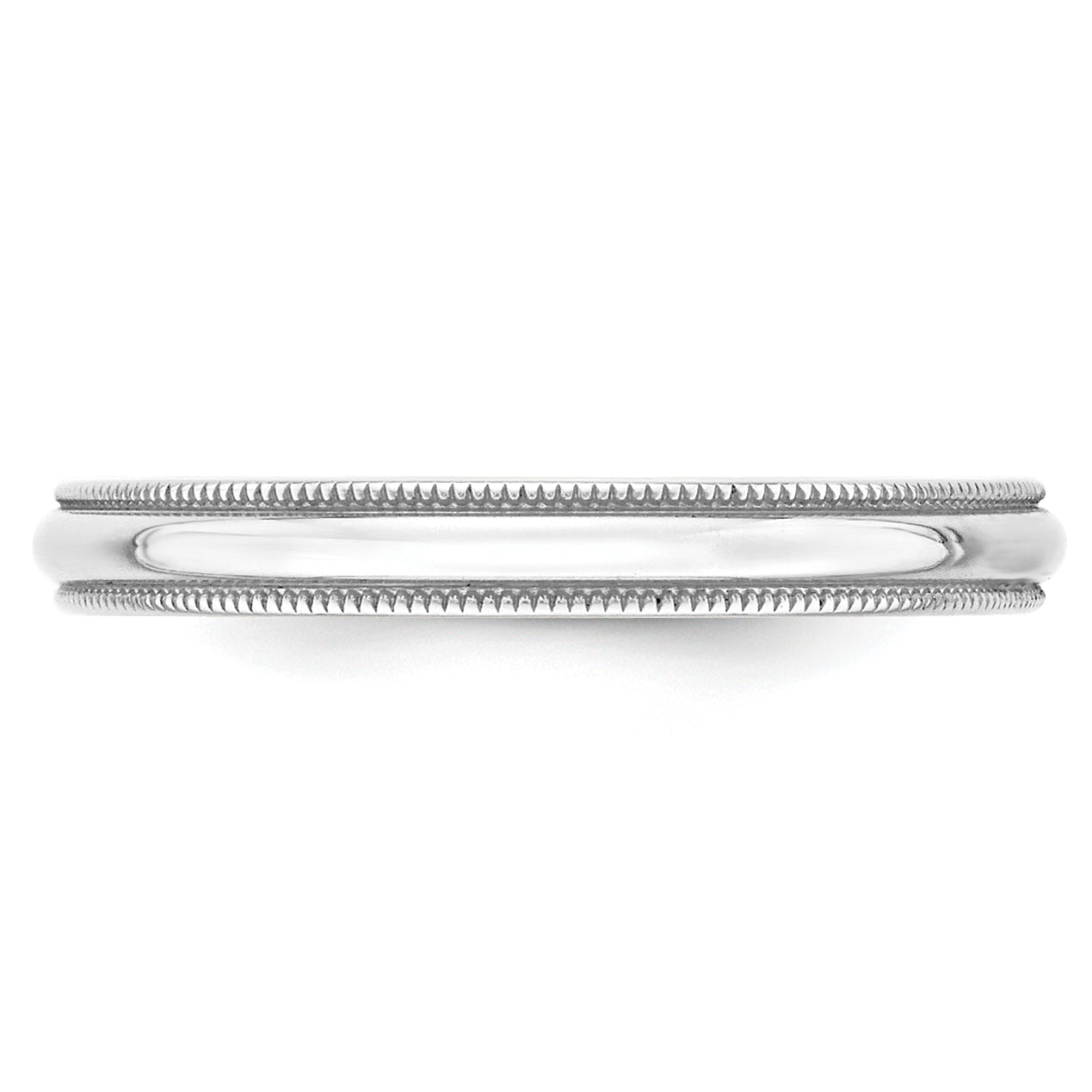 3.0mm 10K White Gold Lightweight Milgrain Half Round Wedding Band Secondary image