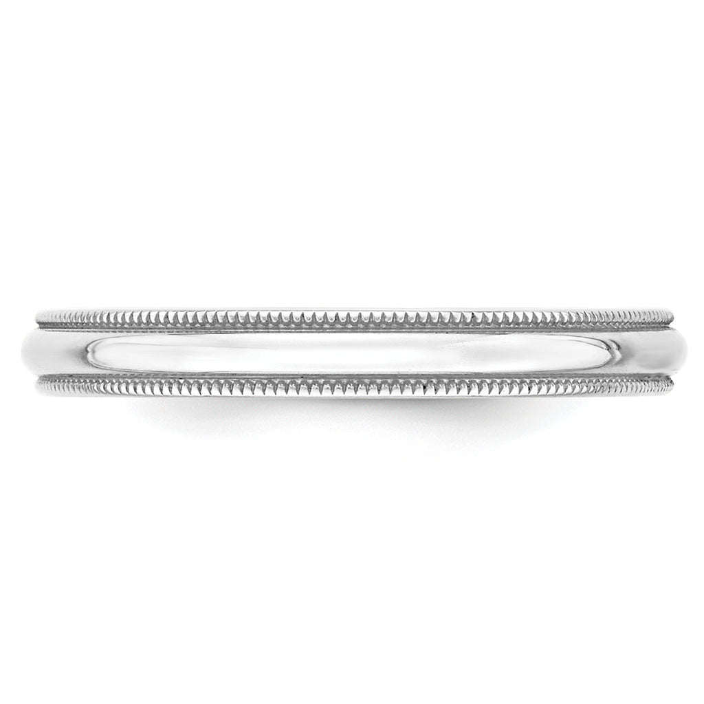 3.0mm 10K White Gold Lightweight Milgrain Half Round Wedding Band - Sophia Jewelers