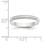 3.0mm 10K White Gold Lightweight Milgrain Half Round Wedding Band - Sophia Jewelers