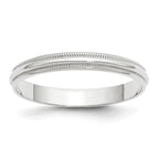 3.0mm 10K White Gold Lightweight Milgrain Half Round Wedding Band - Sophia Jewelers