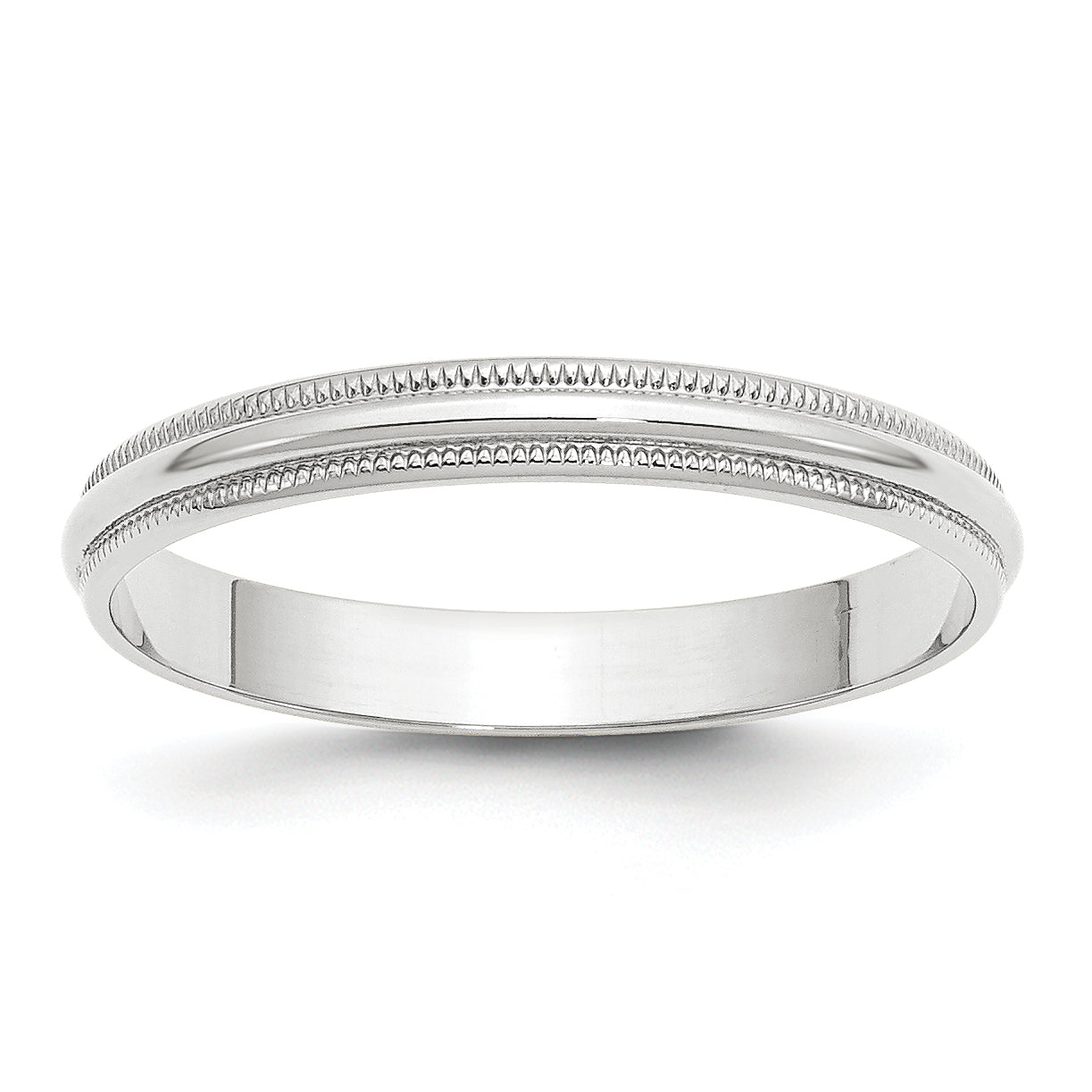 14K White Gold Milgrain Half-Round Wedding Band 3mm Main image