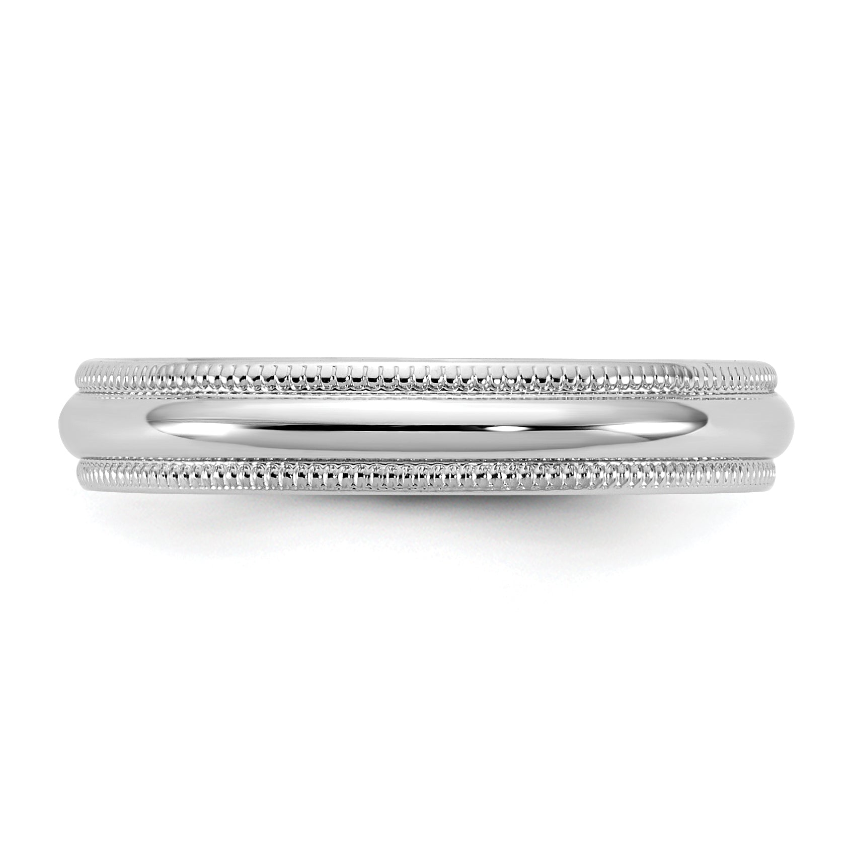 3.5mm 10K White Gold Lightweight Milgrain Half Round Wedding Band - Sophia Jewelers