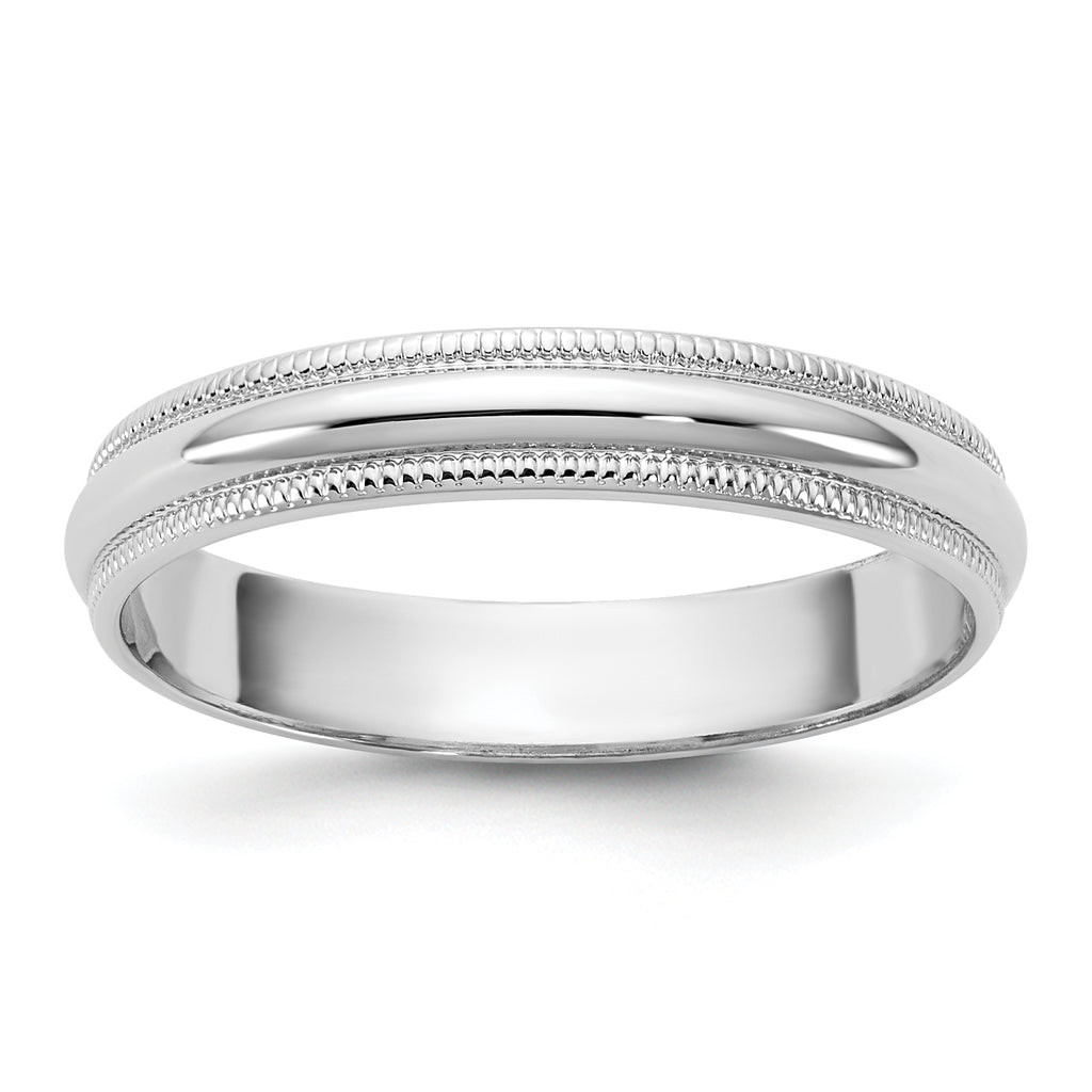 3.5mm 10K White Gold Lightweight Milgrain Half Round Wedding Band - Sophia Jewelers