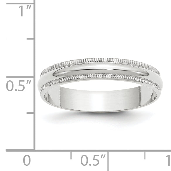 4.0mm 10K White Gold Lightweight Milgrain Half Round Wedding Band - Sophia Jewelers