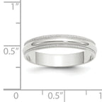 4.0mm 10K White Gold Lightweight Milgrain Half Round Wedding Band - Sophia Jewelers