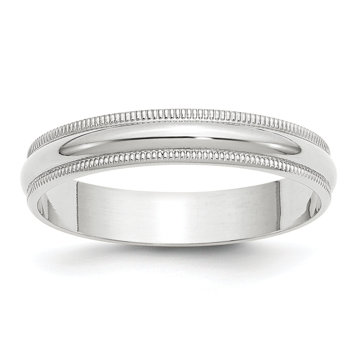 4.0mm 10K White Gold Lightweight Milgrain Half Round Wedding Band - Sophia Jewelers Main image