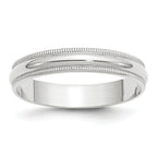 4.0mm 10K White Gold Lightweight Milgrain Half Round Wedding Band - Sophia Jewelers