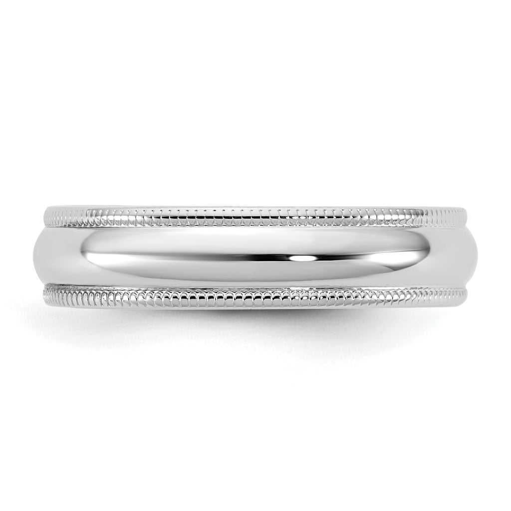 4.5mm 10K White Gold Lightweight Milgrain Half Round Wedding Band - Sophia Jewelers
