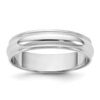 4.5mm 10K White Gold Lightweight Milgrain Half Round Wedding Band - Sophia Jewelers