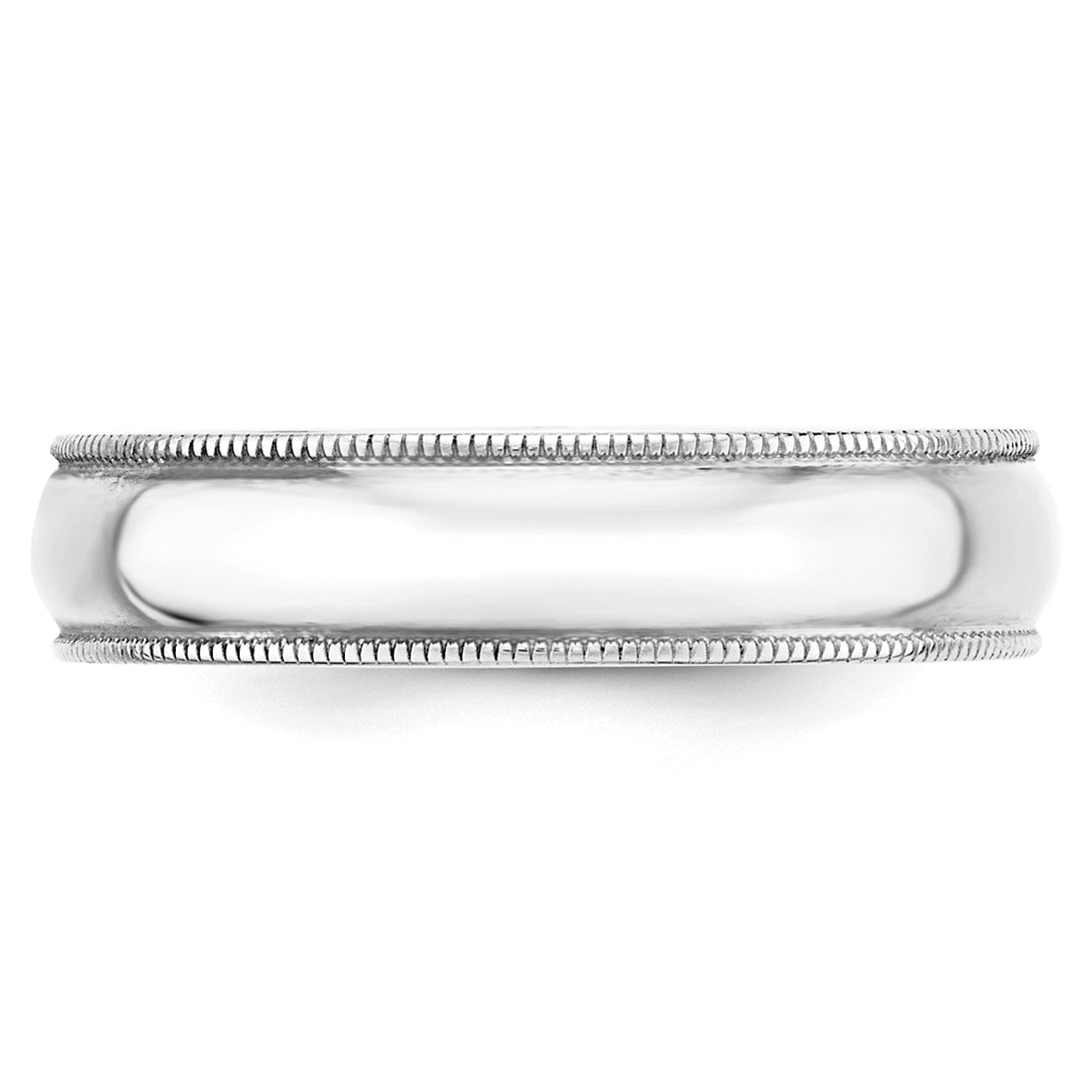 5.0mm 10K White Gold Lightweight Milgrain Half Round Wedding Band - Sophia Jewelers