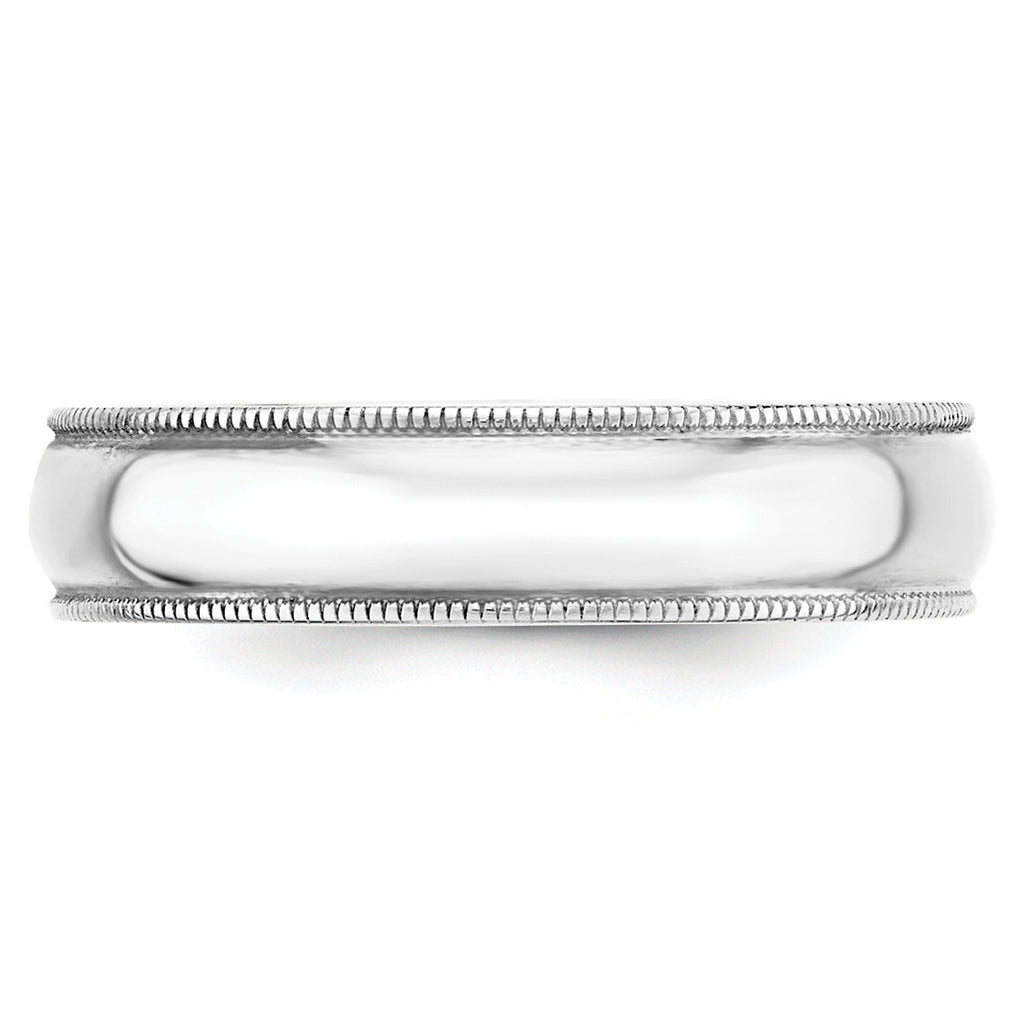 14K White Gold Milgrain Half-Round Wedding Band 5mm