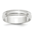 14k White Gold 5mm Lightweight Milgrain Half Round Wedding Band