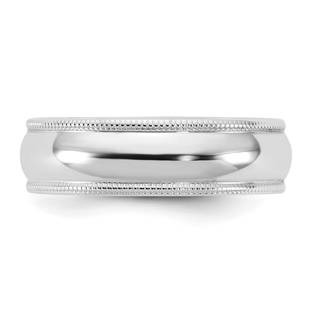 5.5mm 10K White Gold Lightweight Milgrain Half Round Wedding Band - Sophia Jewelers