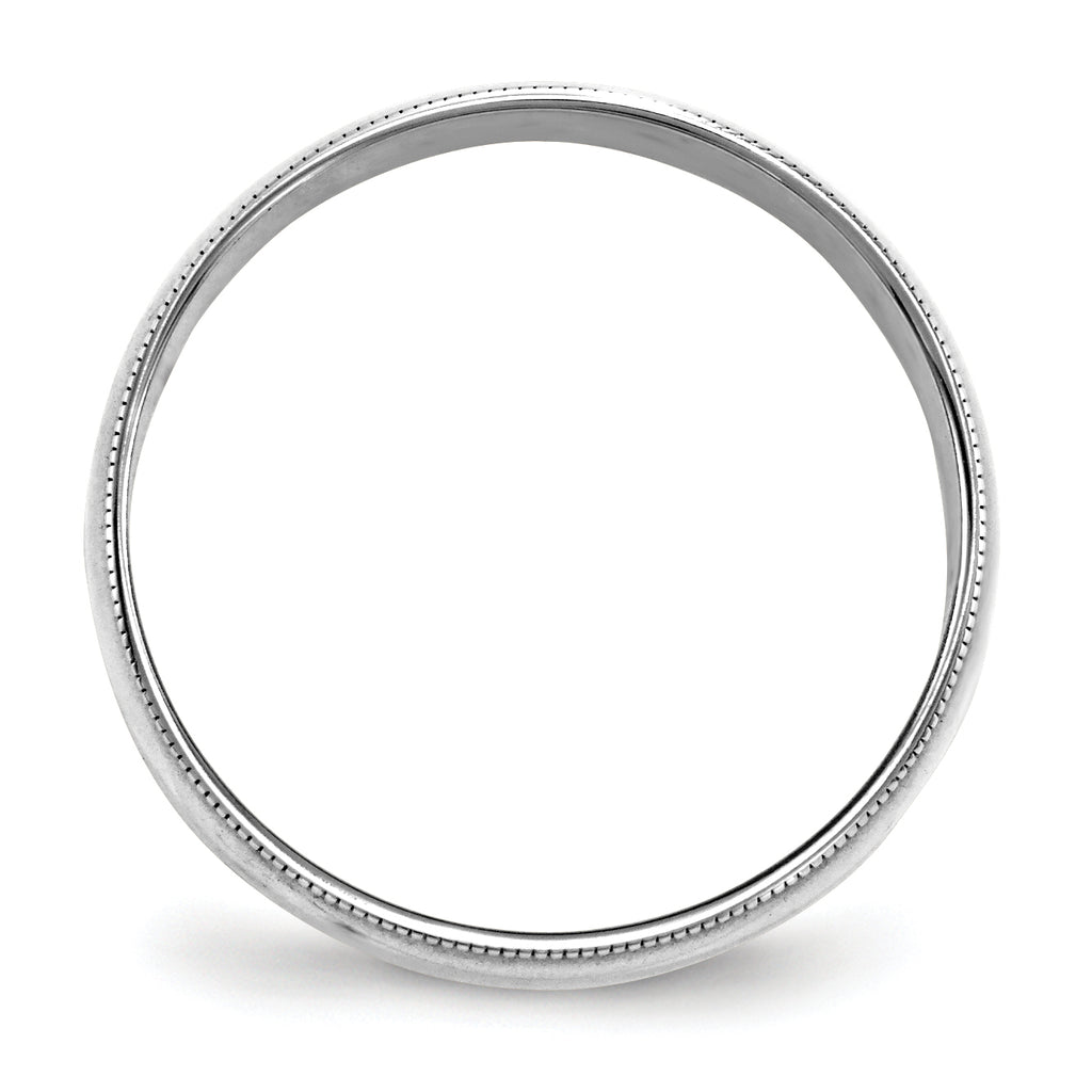 14k White Gold 6mm Lightweight Milgrain Half Round Wedding Band