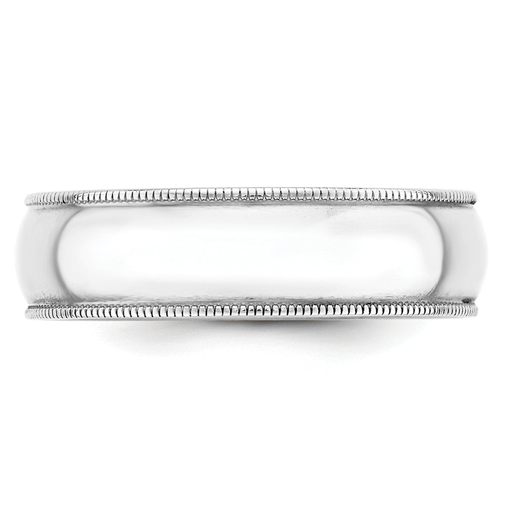 6.0mm 10K White Gold Lightweight Milgrain Half Round Wedding Band - Sophia Jewelers