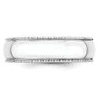 6.0mm 10K White Gold Lightweight Milgrain Half Round Wedding Band - Sophia Jewelers