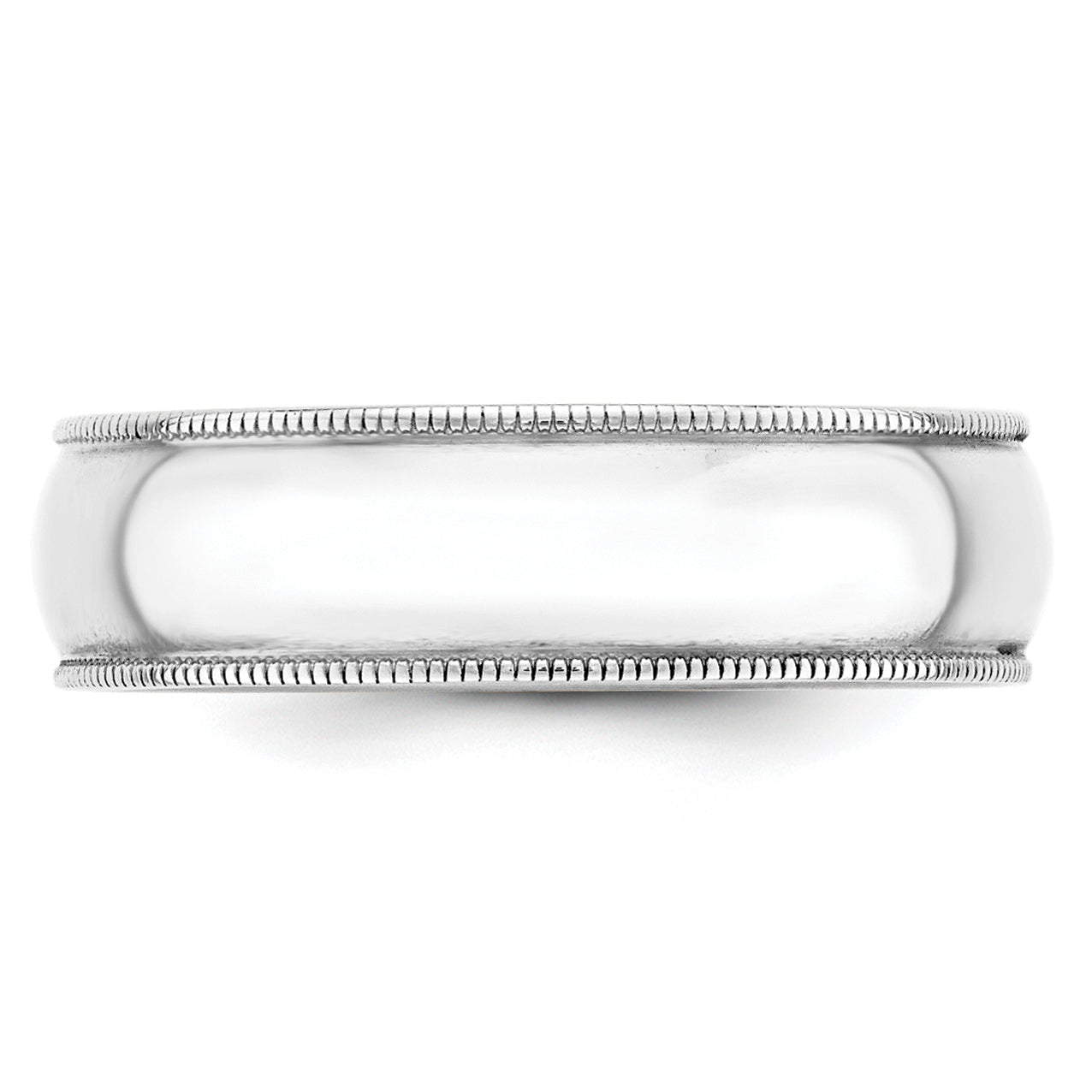 14k White Gold 6mm Lightweight Milgrain Half Round Wedding Band