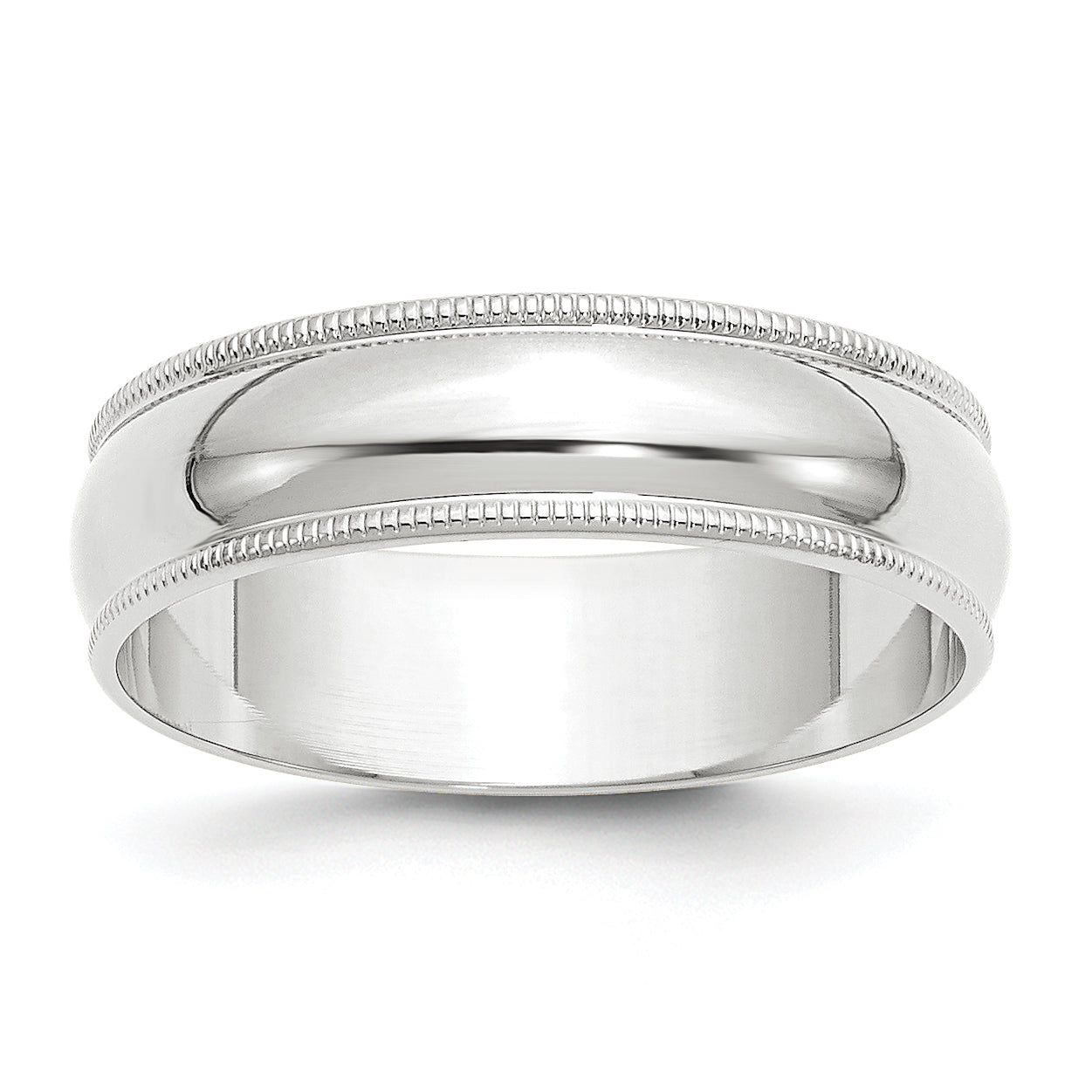 6.0mm 10K White Gold Lightweight Milgrain Half Round Wedding Band - Sophia Jewelers